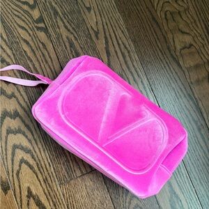 Valentino Vibrant Pink Velvet Cosmetic Bag